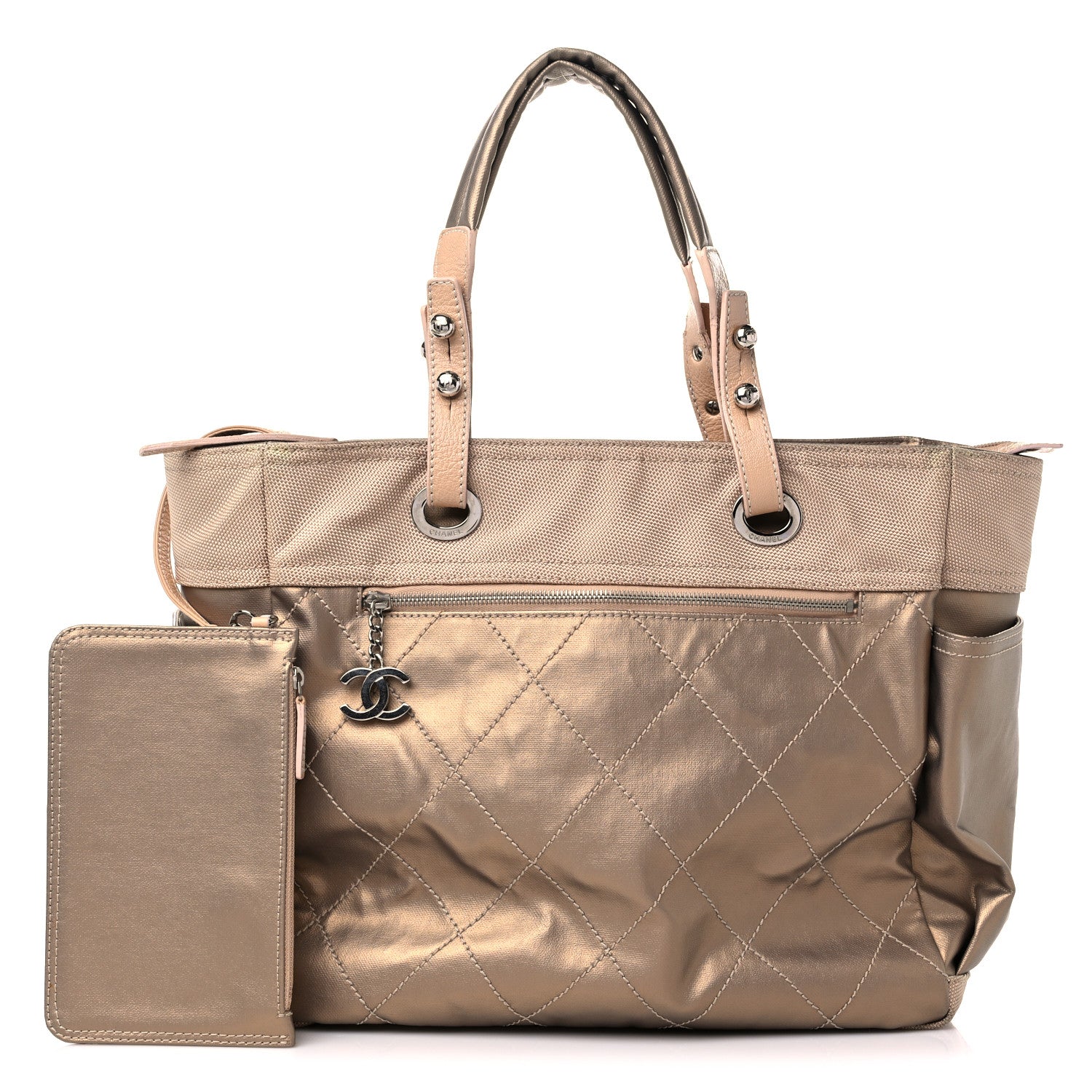 Chanel Metallic Coated Canvas Large Paris Biarritz Tote Gold 1 of 24