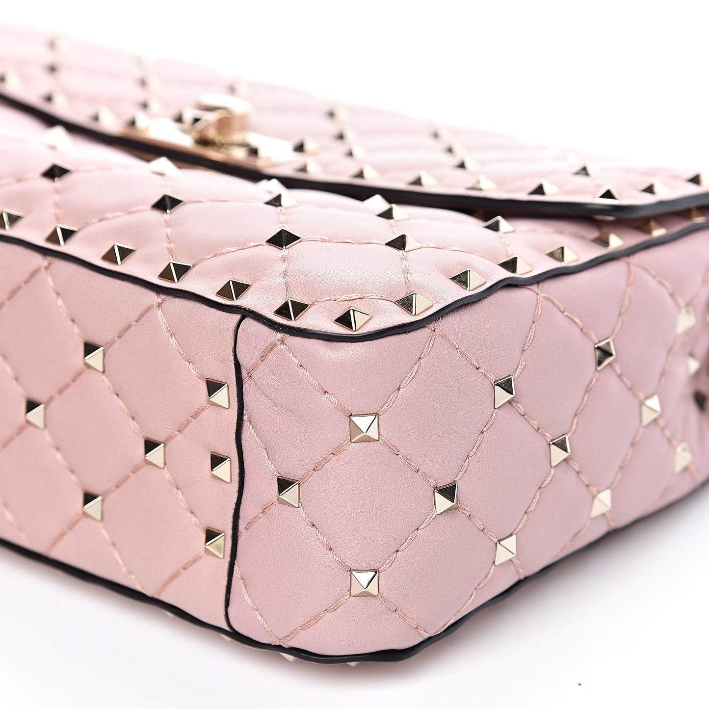 Nappa Medium Rockstud Spike Shoulder Bag Water Rose