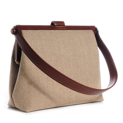 Chanel Linen Frame Shoulder Bag Beige 3 of 7