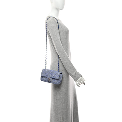 Chanel Tweed Quilted Mini Rectangular Flap Blue White 2 of 11