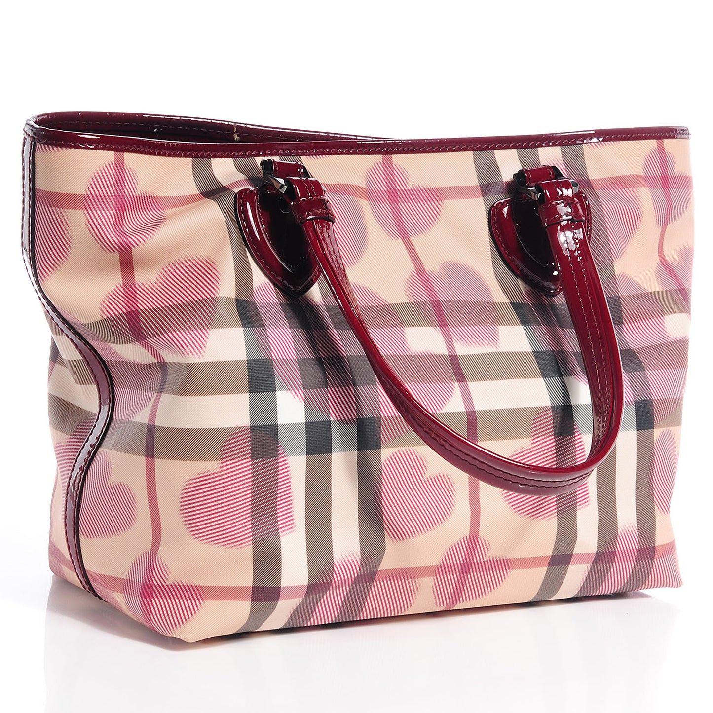 Nova Check Heart Gracie Diaper Tote Berry Red