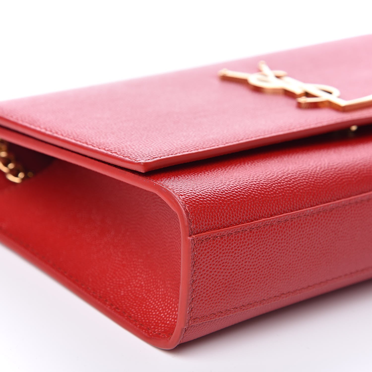 Saint Laurent Grain De Poudre Medium Monogram Kate Satchel Bandana Red 8 of 9