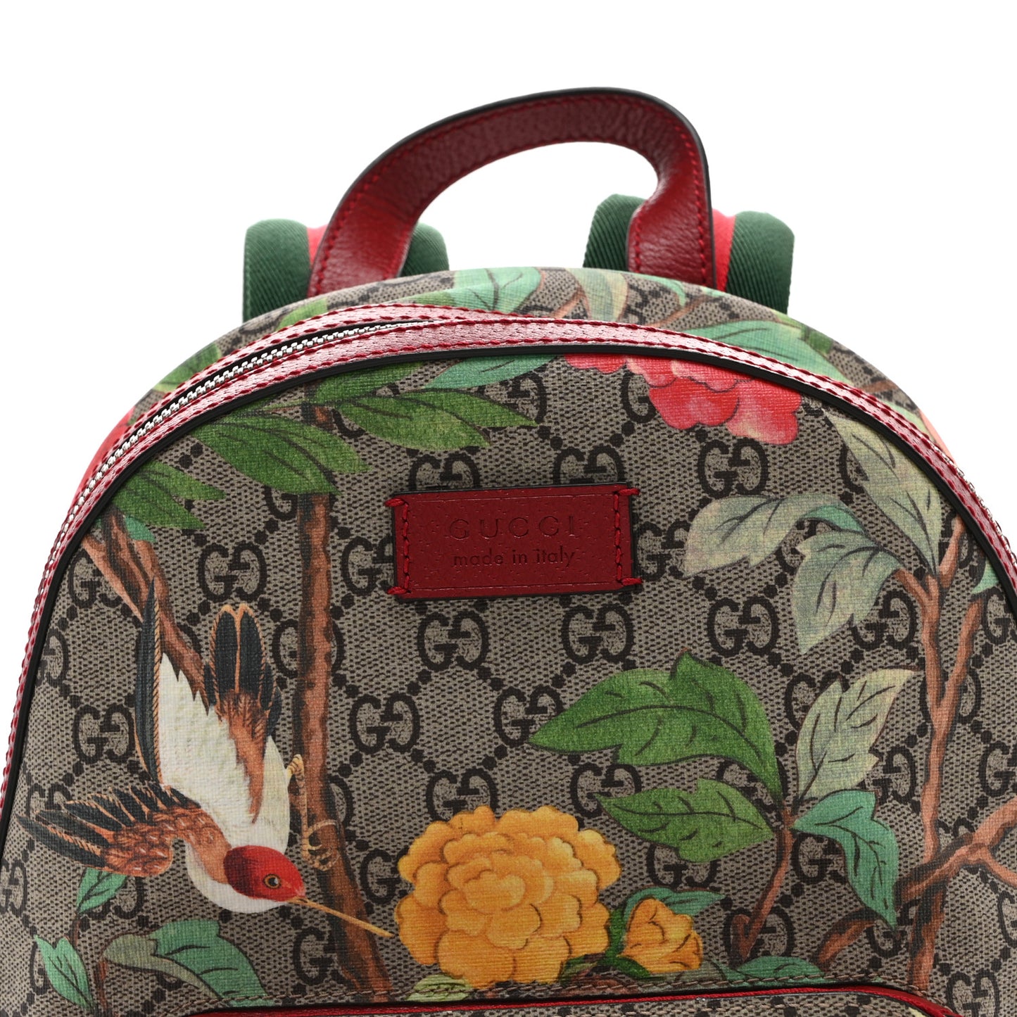GG Supreme Monogram Tian Web Small Day Backpack Beige Multicolor Red