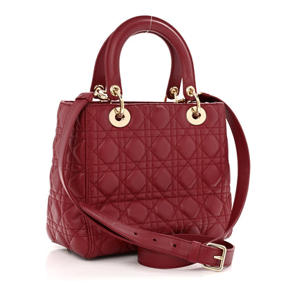 Christian Dior Lambskin Cannage Medium Lady Dior Red 3 of 12