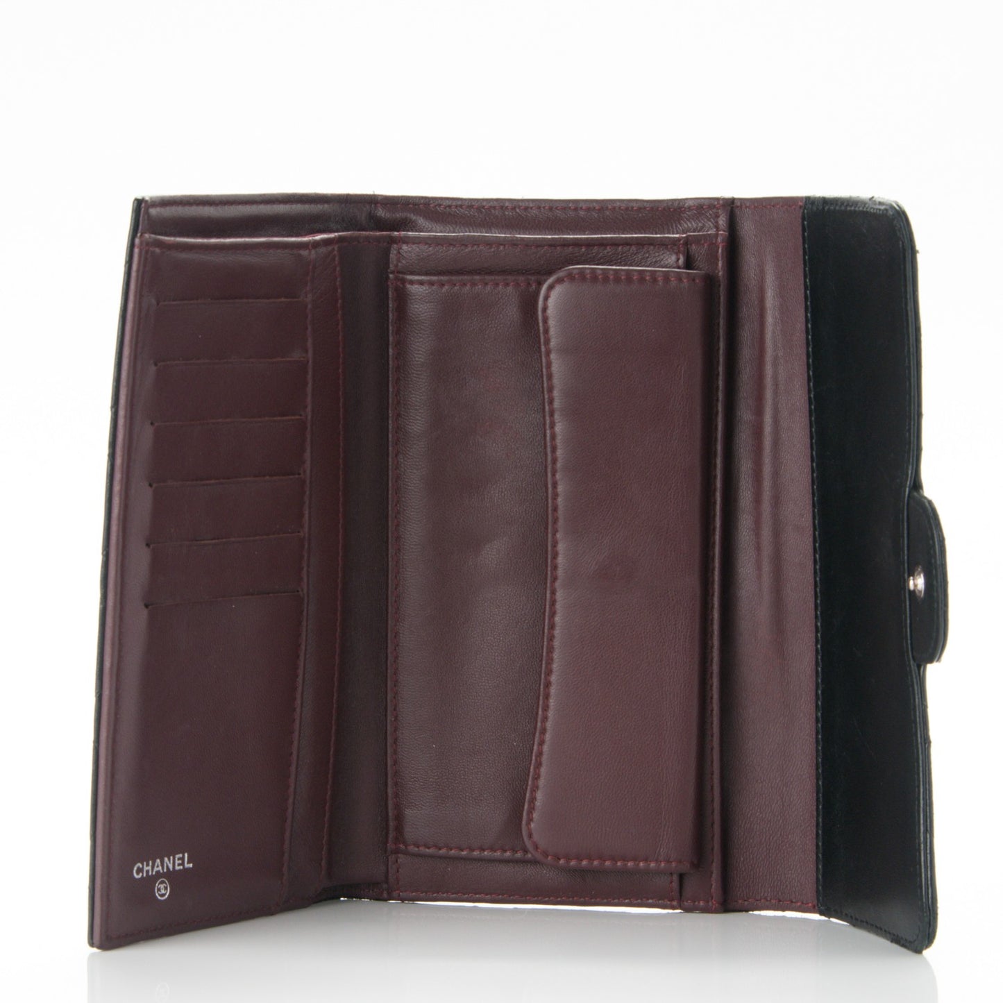 Lambskin Quilted Large Flap Wallet Black