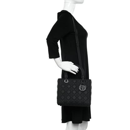 Christian Dior Ultra Matte Calfskin Cannage Medium Lady Dior Black 2 of 9