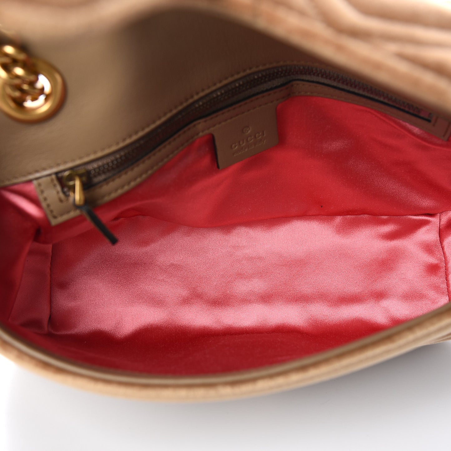 Velvet Matelasse Small GG Marmont Shoulder Bag Taupe