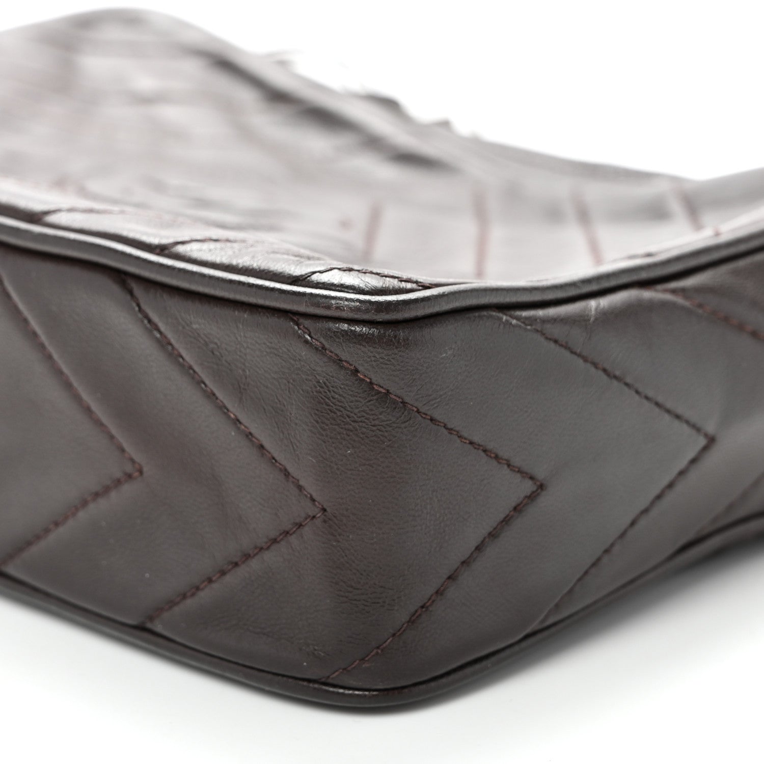 Chanel Lambskin Chevron Quilted Tassel Camera Case Brown 10 of 11
