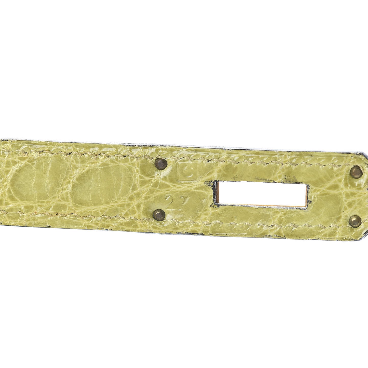 Shiny Alligator Kelly Sellier 32 Vert Chartreuse