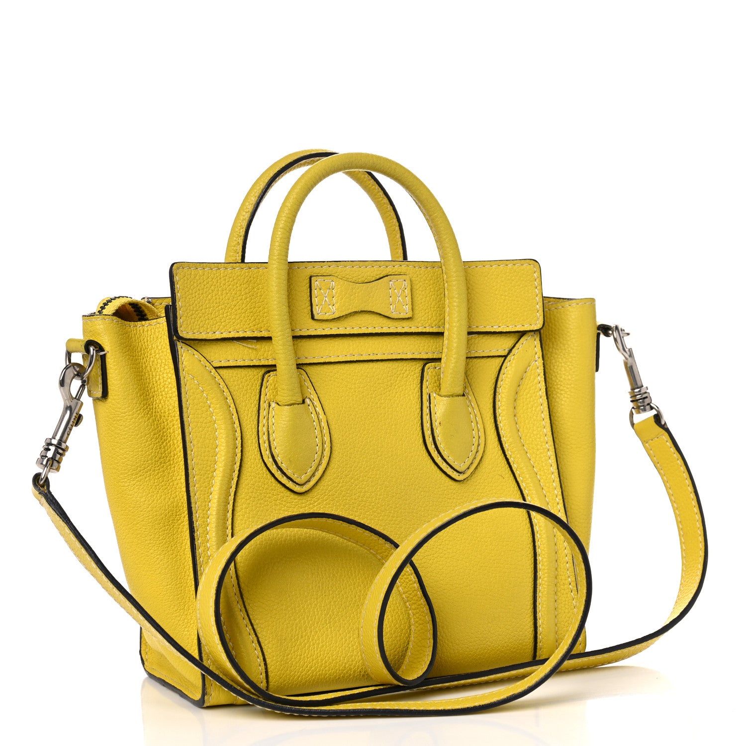 Celine Drummed Calfskin Nano Luggage Citron 3 of 18
