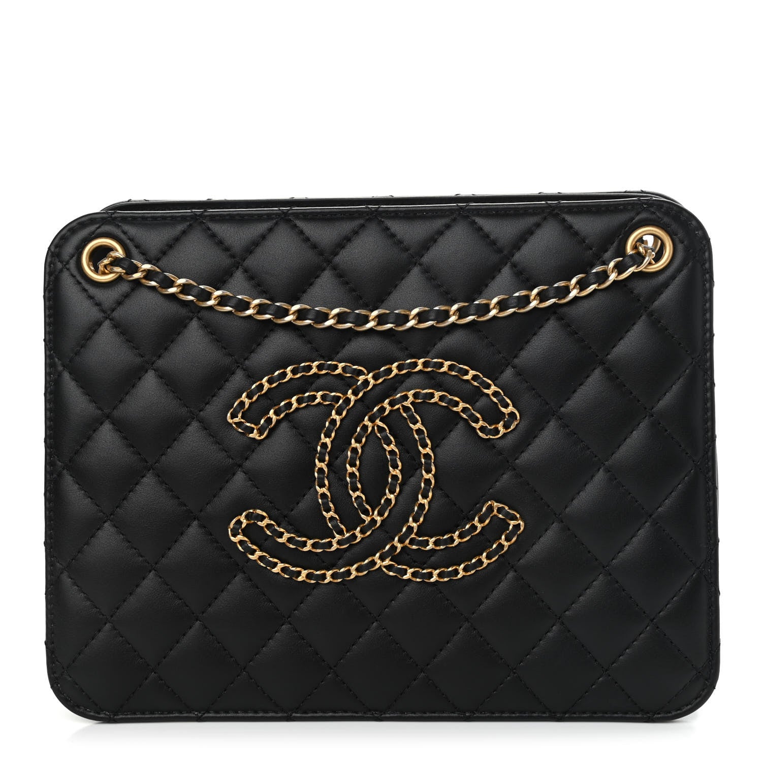 Chanel Calfskin Quilted CC Chain Accordion Tote Black 1 of 11