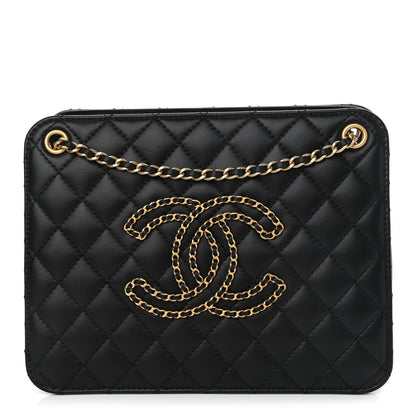 Chanel Calfskin Quilted CC Chain Accordion Tote Black 1 of 11