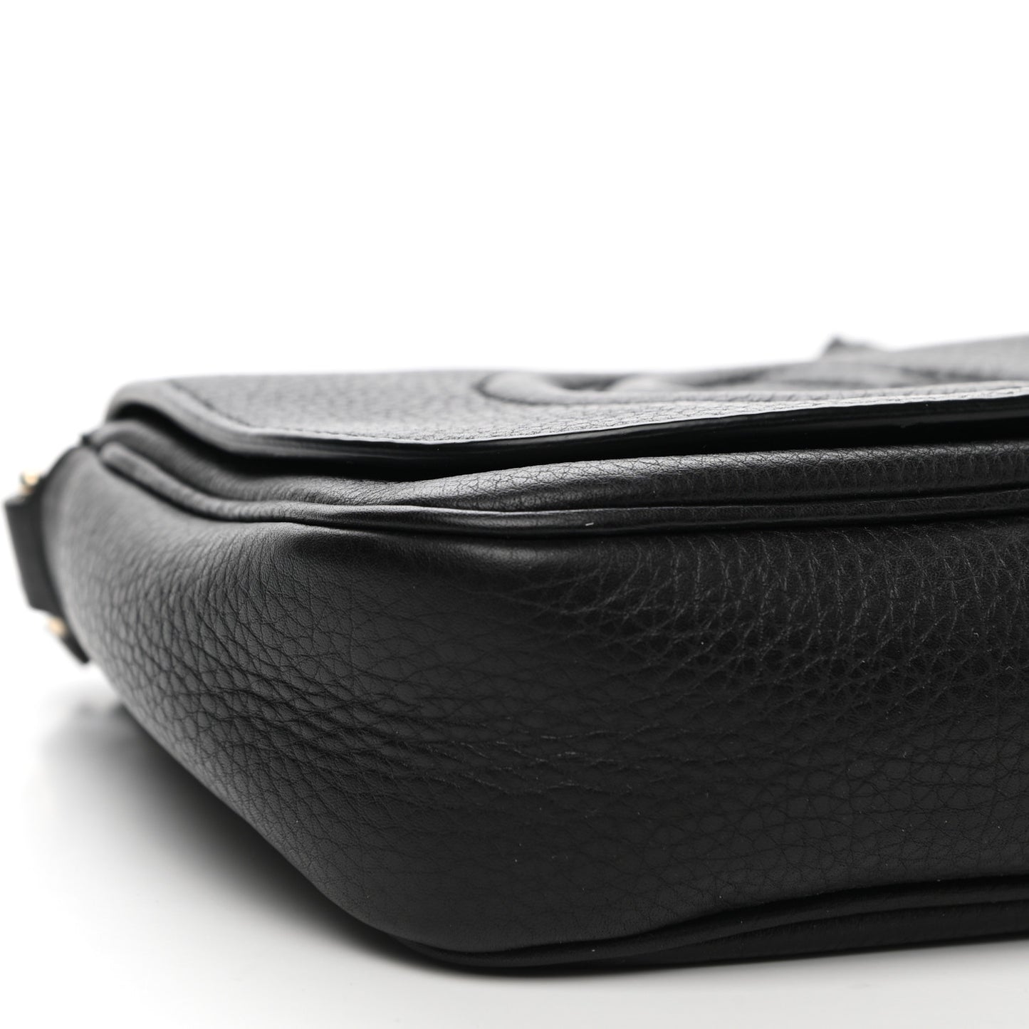 Pebbled Calfskin Small Soho Flap Crossbody Black