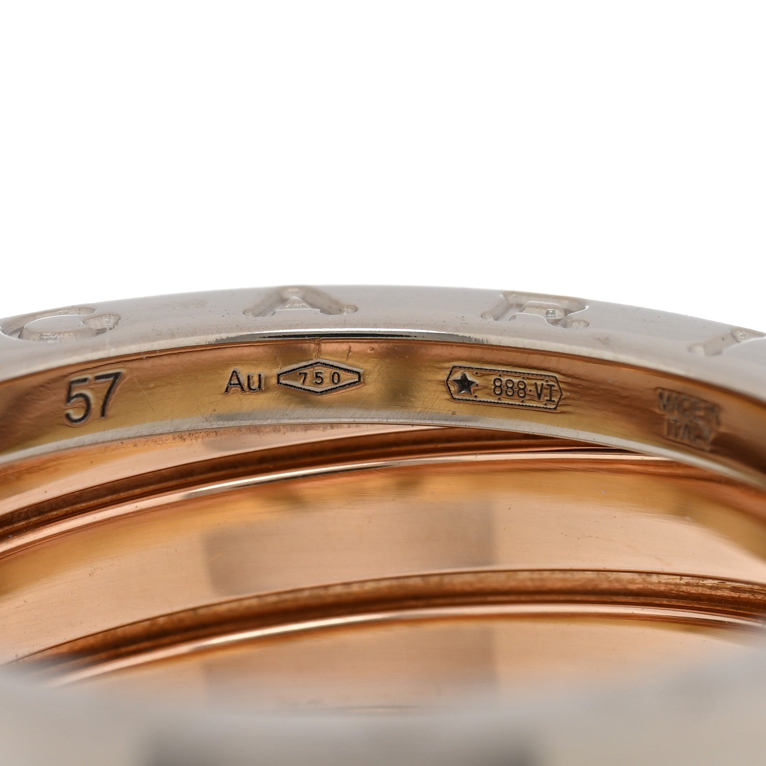 Bulgari 18K Rose White Yellow Gold B.Zero1 Three-Band Ring 57 8 5 of 6