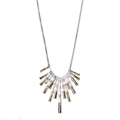 John Hardy Sterling Silver 18K Yellow Gold Bamboo Bib Necklace 1 of 6