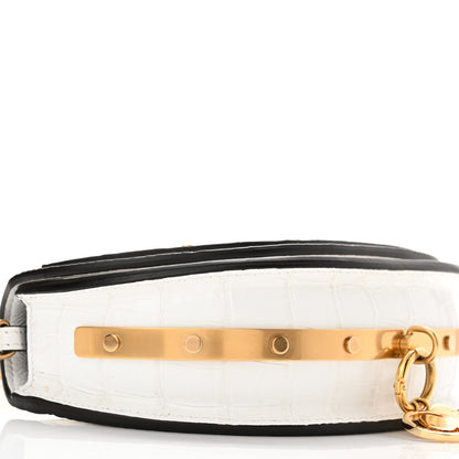 Chloe Calfskin Crocodile Embossed Small Nile Bracelet Minaudiere Bag White 10 of 11