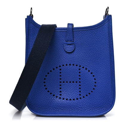 Hermes Taurillon Clemence Amazone Evelyne TPM Bleu Electrique Black 1 of 10