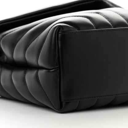 Saint Laurent Calfskin Y Quilted Monogram Small Loulou Chain Satchel Black 10 of 11