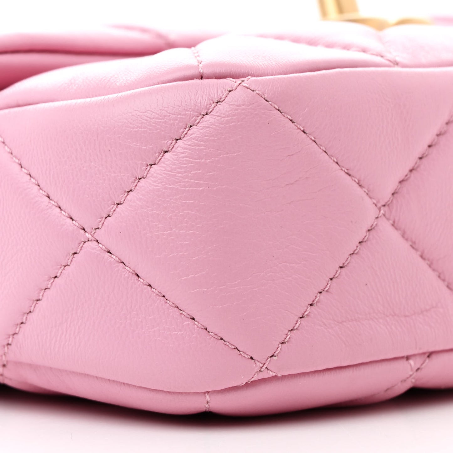 Lambskin Quilted Mini Lacquered Chain Flap Pink
