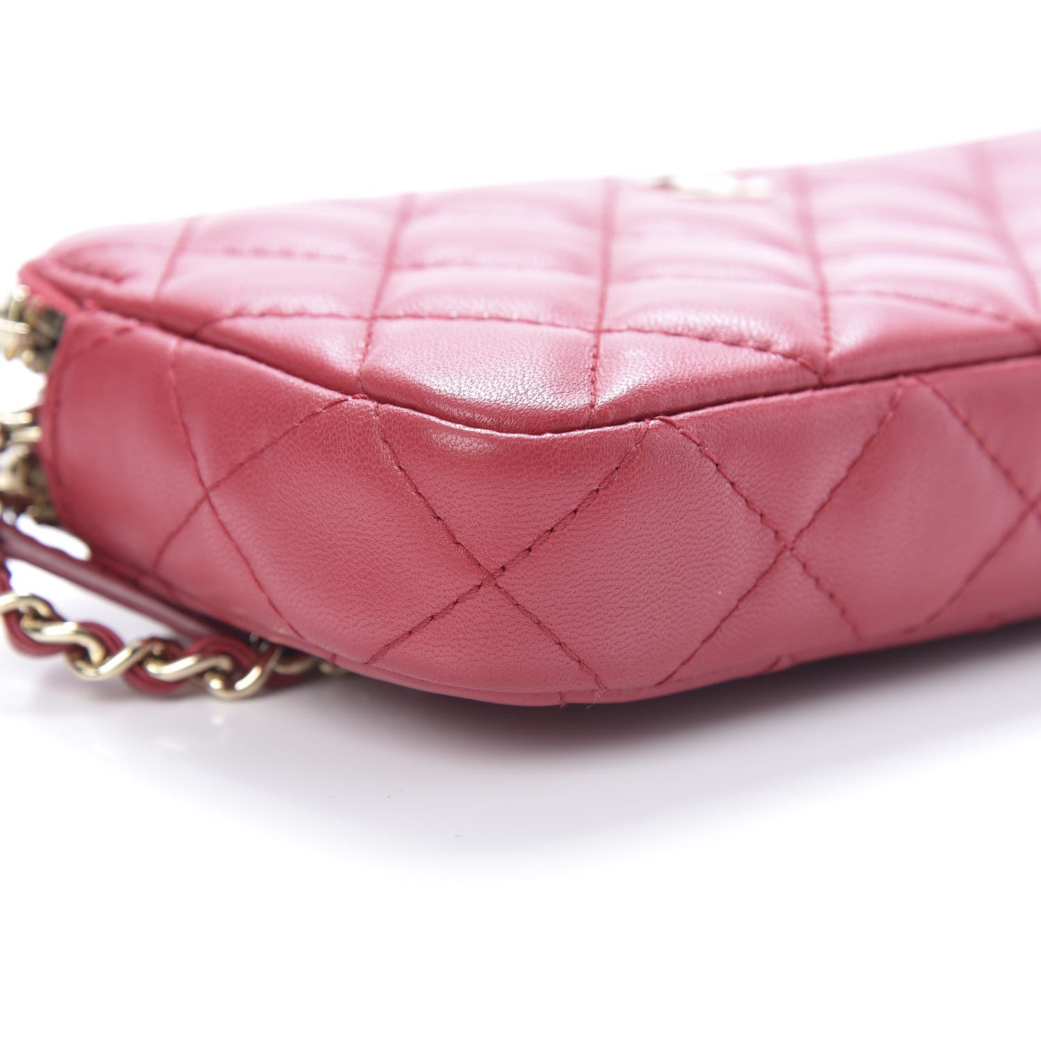 Chanel Lambskin Quilted Small Clutch With Chain Red 11 of 13