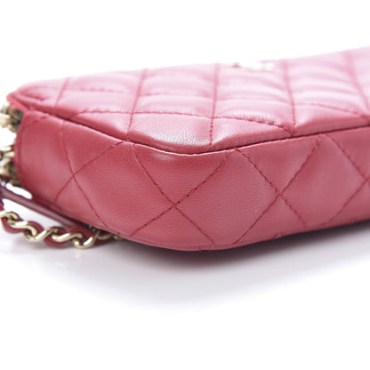Chanel Lambskin Quilted Small Clutch With Chain Red 11 of 13