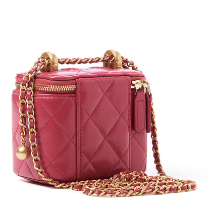 Chanel Calfskin Quilted Mini Perfect Fit Vanity Case With Chain Pink 2 of 10