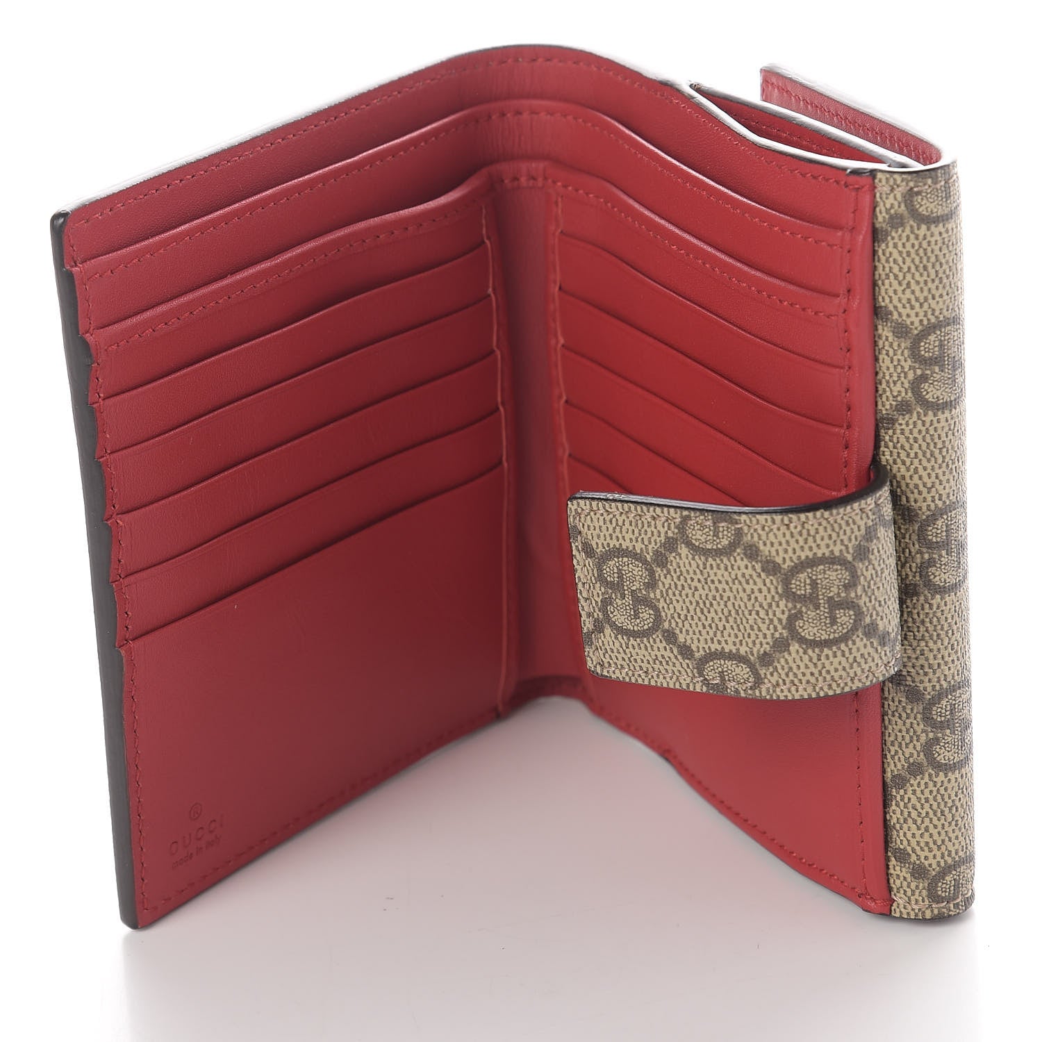 Gucci GG Supreme Monogram Cherry Embellished Card Case Wallet Hibiscus Red 5 of 12