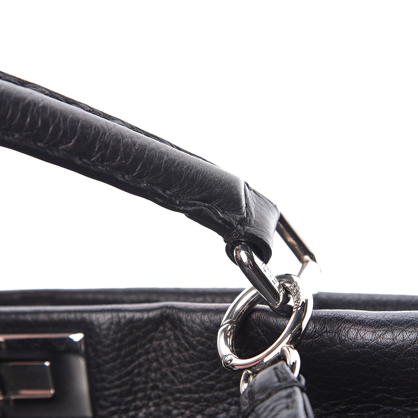 Cuoio Romano Selleria Bi-Color Large Peekaboo Iconic Satchel Black Mou