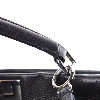 Fendi Cuoio Romano Selleria Bi-Color Large Peekaboo Iconic Satchel Black Mou 12 of 15