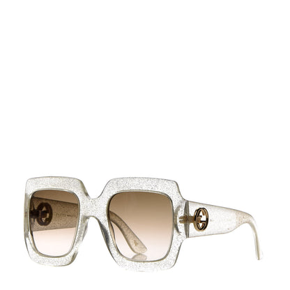 Gucci Glitter Acetate Square Frame Sunglasses GG0053S Silver 1 of 8
