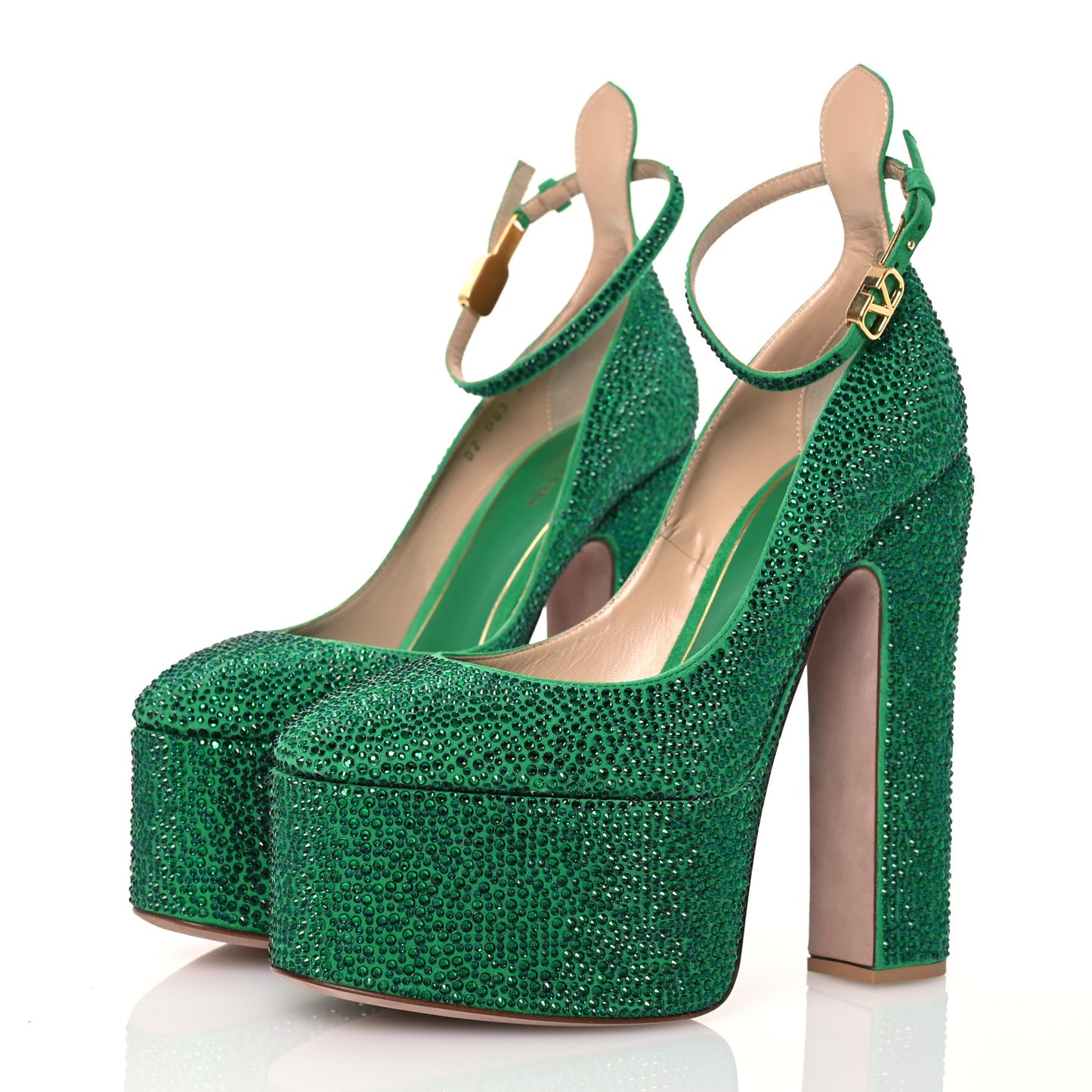Crystal Suede Tan-Go 55/155mm Platform Pumps 37 Emerald