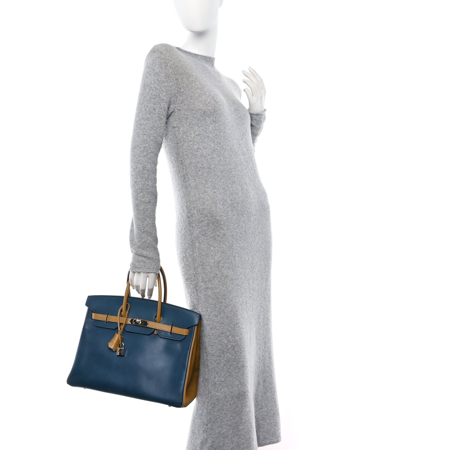 Box Horseshoe Birkin 35 Bleu de Prusse Curry