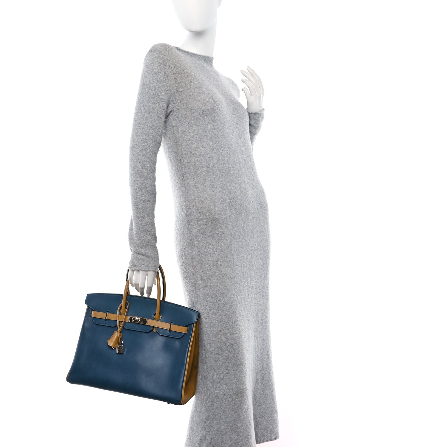Hermes Box Horseshoe Birkin 35 Bleu de Prusse Curry 2 of 15