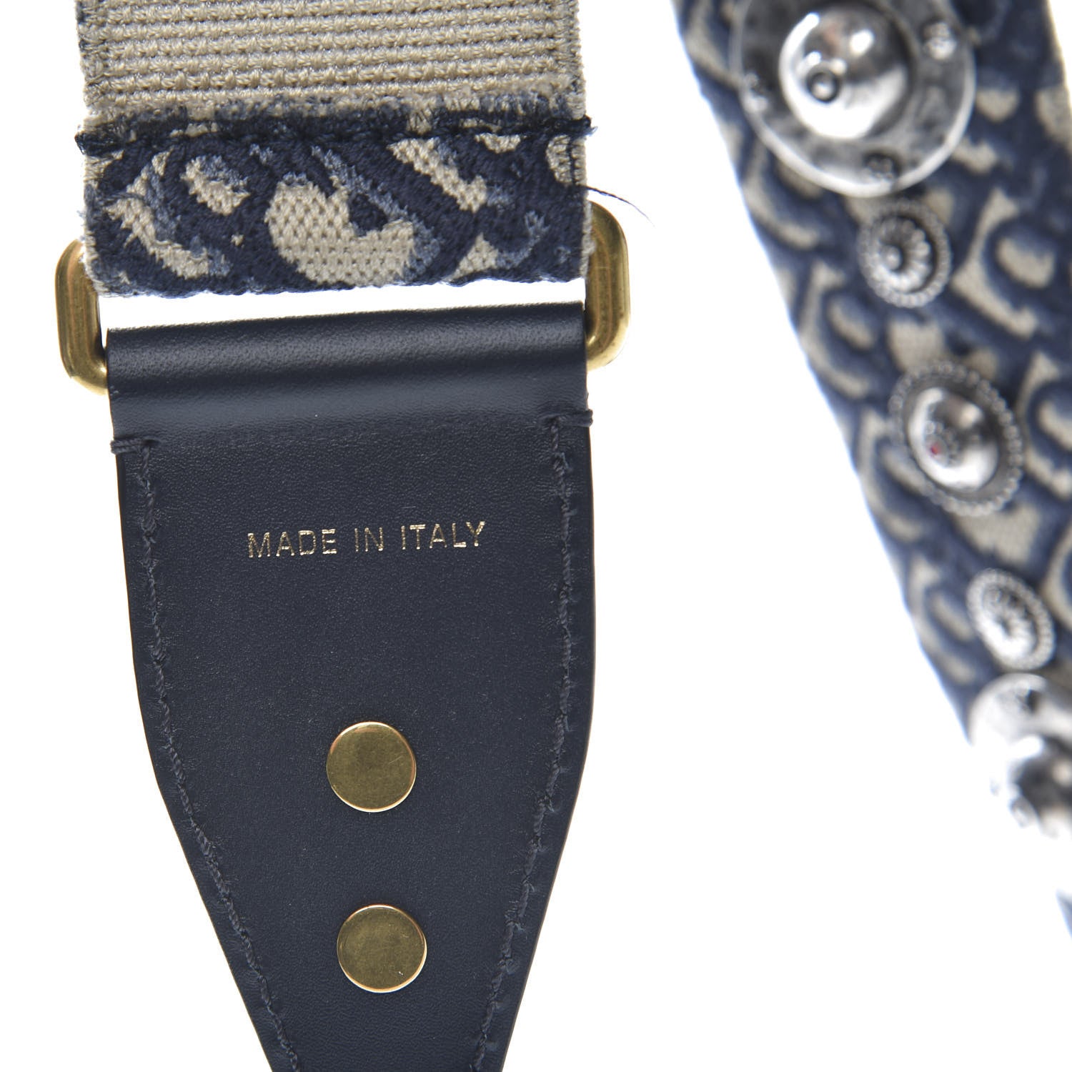 Christian Dior Oblique Studded Shoulder Strap Blue 4 of 4