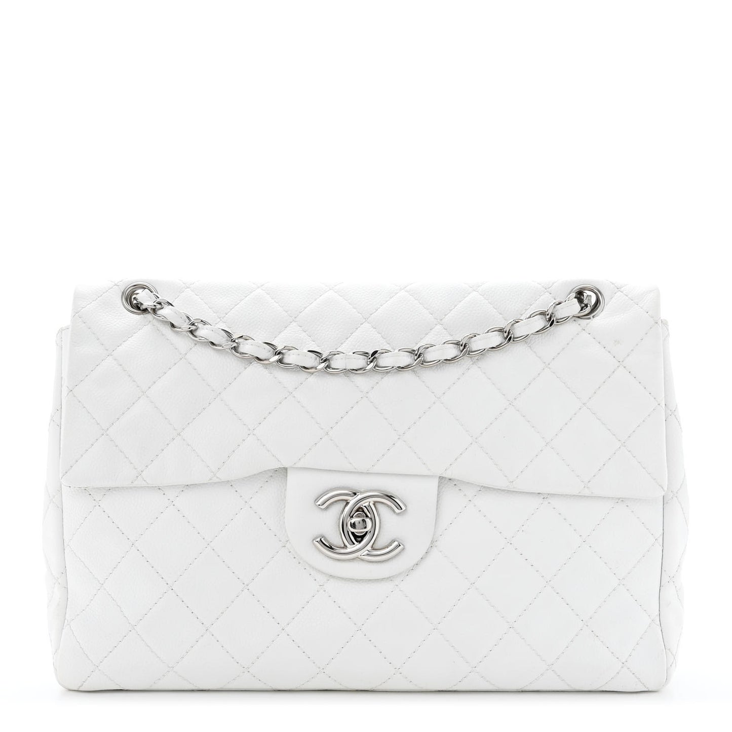 Caviar Quilted Maxi Single Flap White