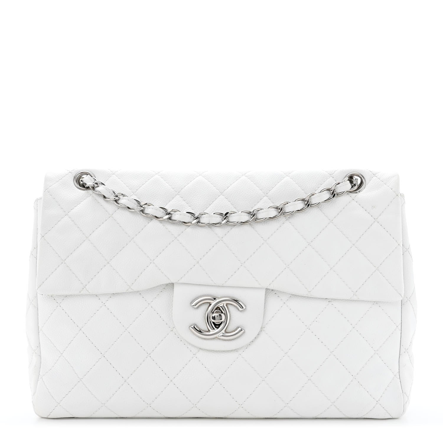 Chanel Caviar Quilted Maxi Single Flap White 1 of 13