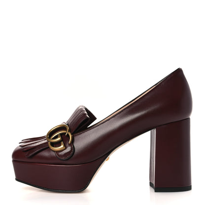 Gucci Malaga Kid GG Marmont Fringe Platform Loafer Pumps 36.5 Vintage Bordeaux 1 of 9