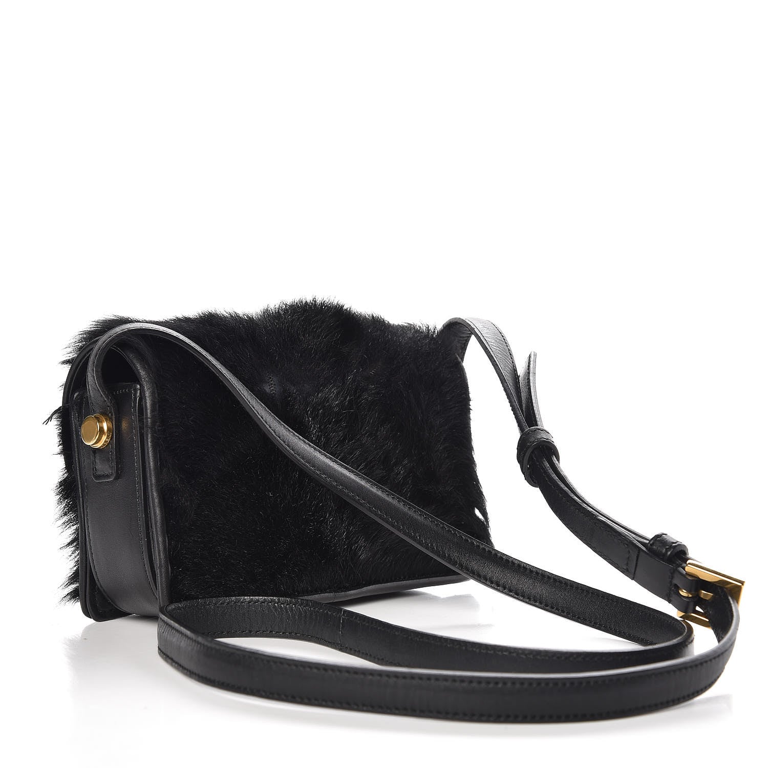 Saint Laurent Calfskin Pony Hair Small Lulu Shoulder Bag Black 3 of 9