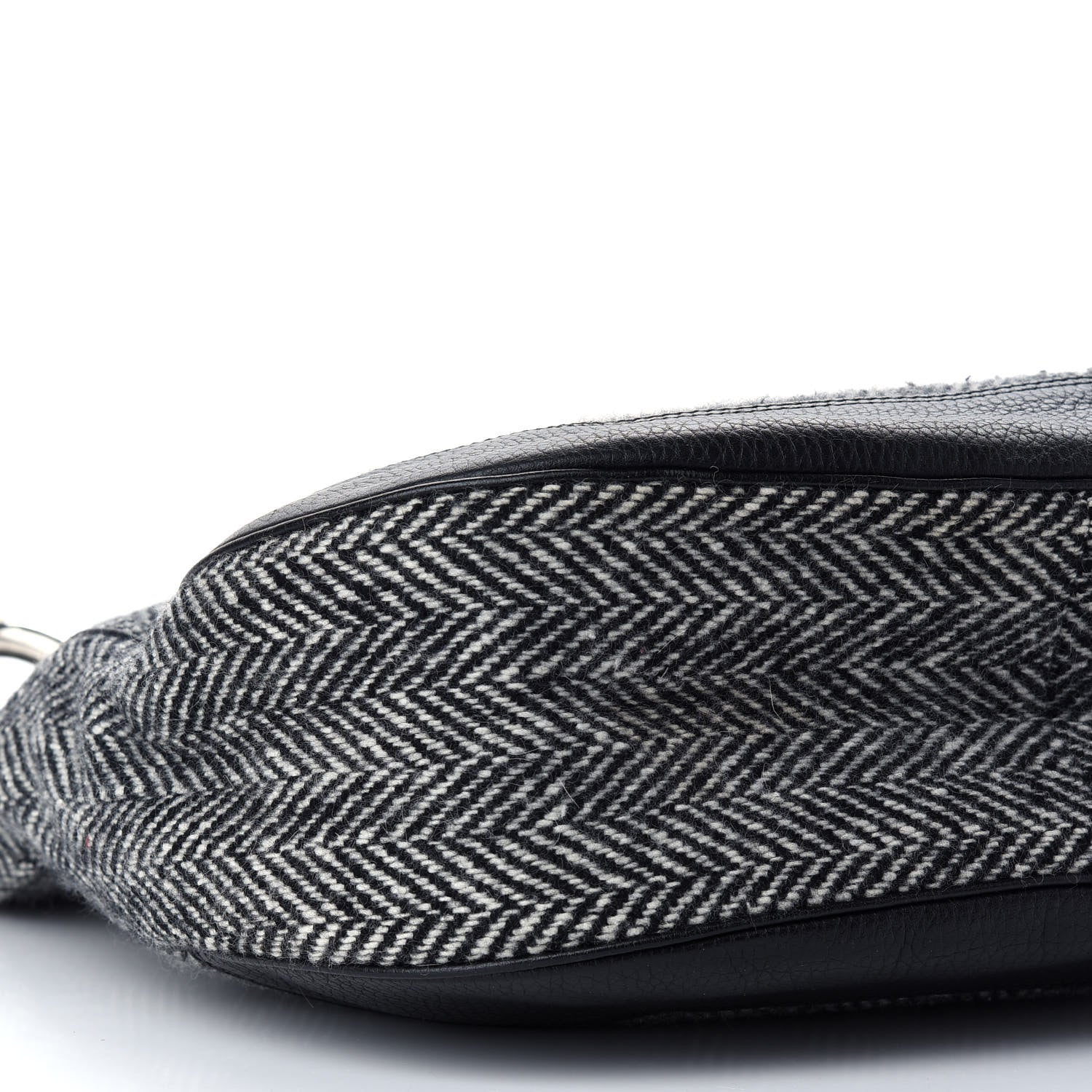 Burberry Wool Herringbone Hobo Black White 7 of 8