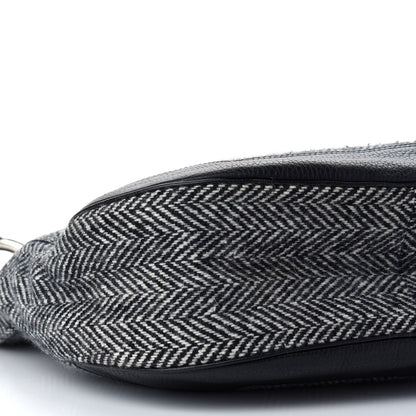 Burberry Wool Herringbone Hobo Black White 7 of 8
