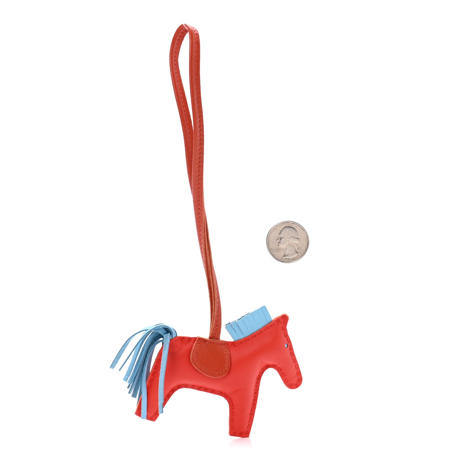 Hermes Milo Lambskin Grigri Rodeo Horse Bag Charm PM Capucine Celeste Cornaline 2 of 4