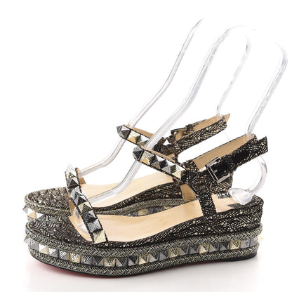 Christian Louboutin Specchio Vintage Pyraclou 60 Platform Sandals 38 Black Gold 3 of 10