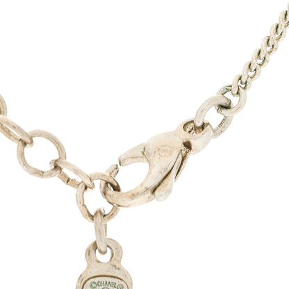 Chanel Crystal CC Drop Pendant Necklace Silver 4 of 6