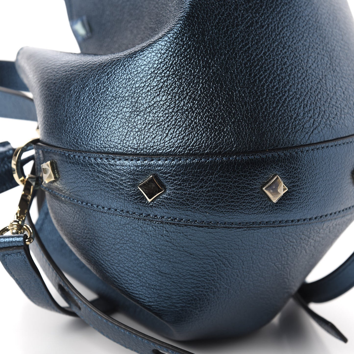 Metallic Goatskin Candy Drawstring Bucket Bag Green