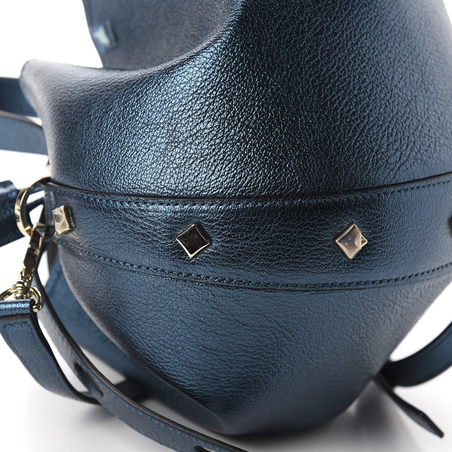 MCM Metallic Goatskin Candy Drawstring Bucket Bag Green 6 of 11