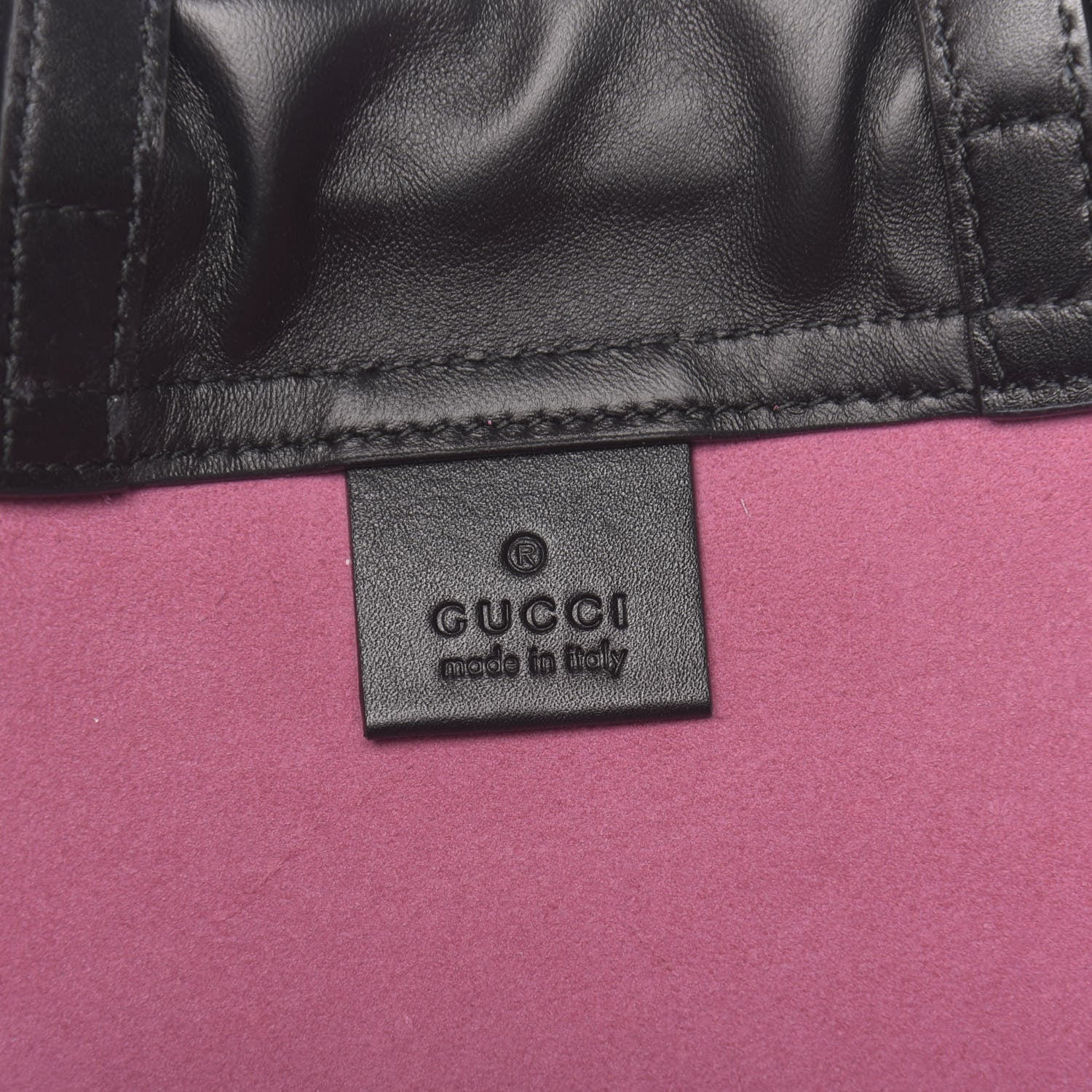 Gucci Grained Calfskin Logo Drawstring Backpack Box Pink Green Black 5 of 10