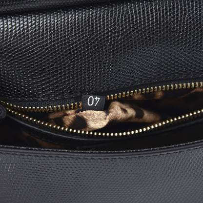 Dolce & Gabbana Iguana Calfskin Embossed Medium Miss Sicily Satchel Black 7 of 10