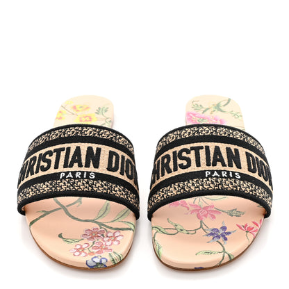 Christian Dior Straw Embroidered Petites Fleurs Dway Mules Slide Sandals 40 Multicolor 2 of 9