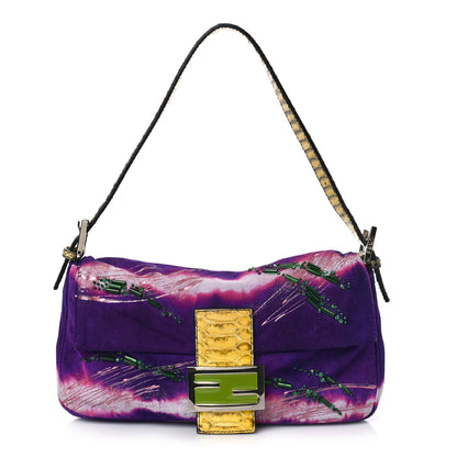 Fendi Satin Snakeskin Beaded Baguette Multicolor 1 of 10