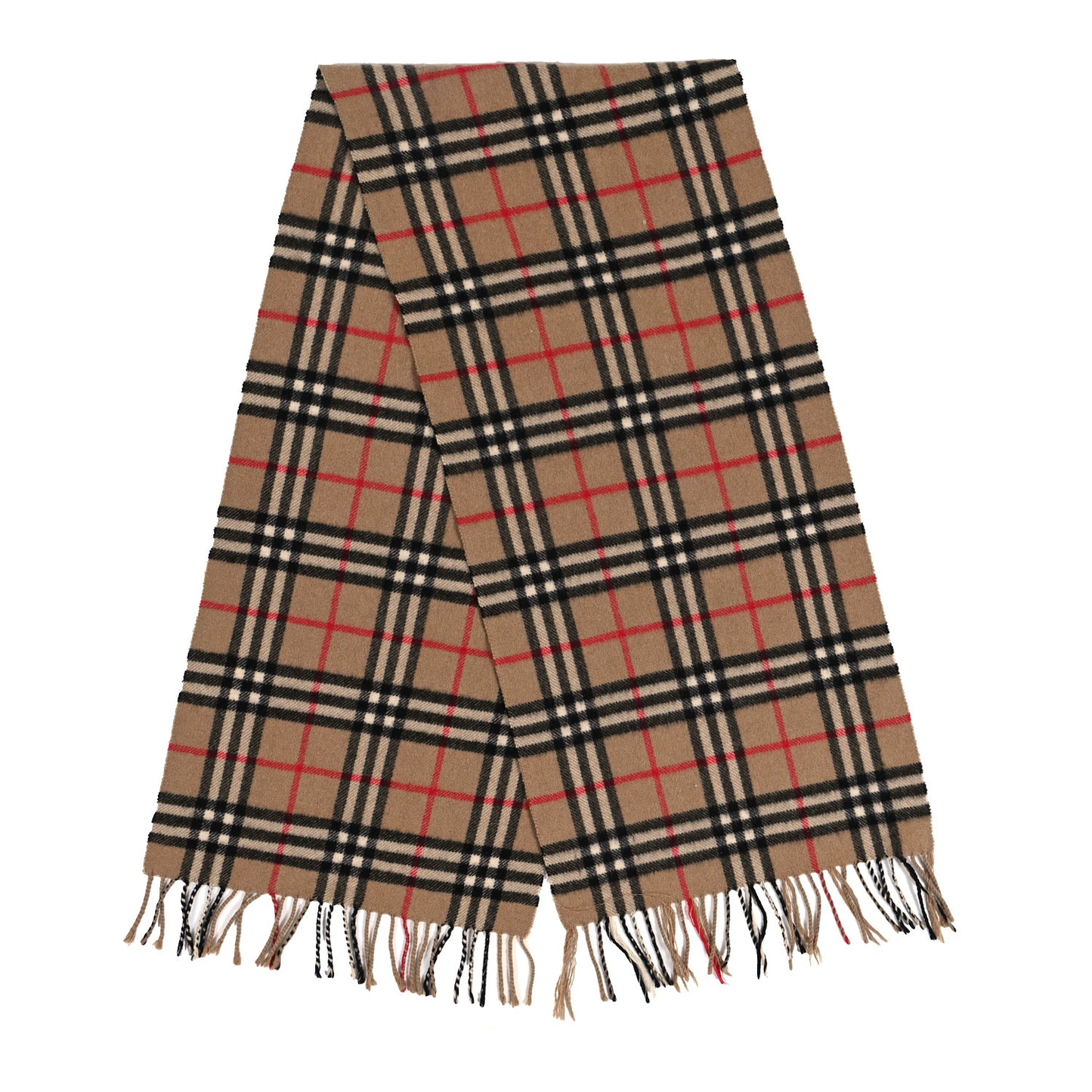 Lambswool Check Fringe Scarf Camel